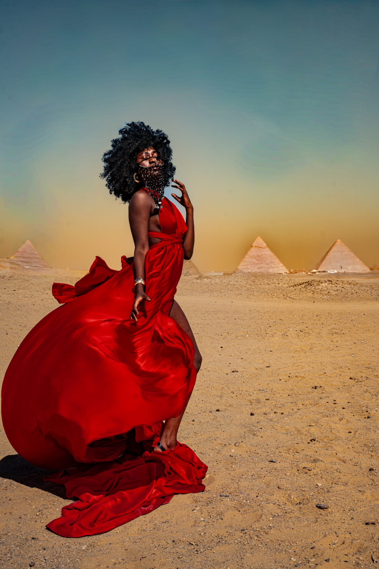 Flying dress photoshoot in Egypt