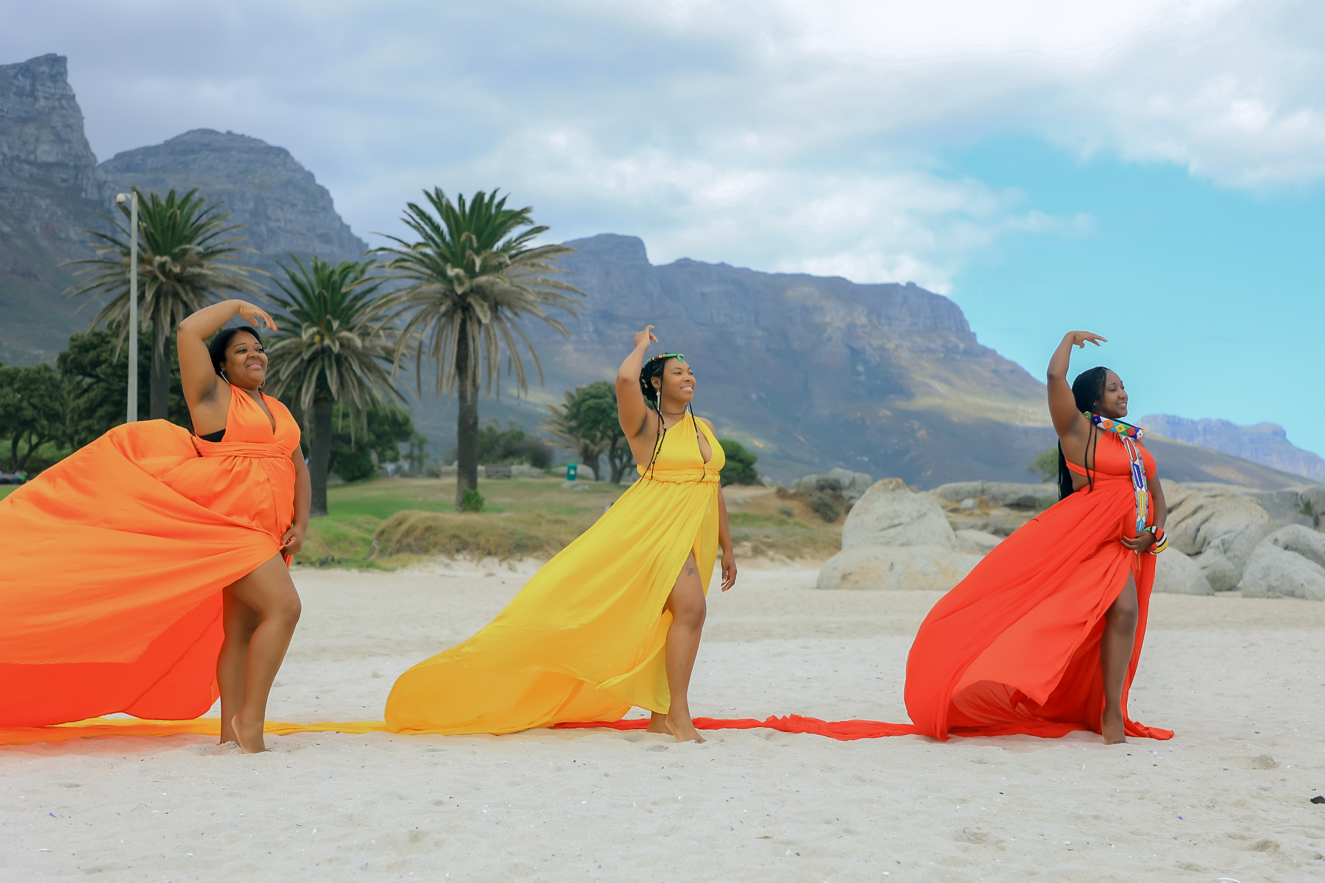 Flying dress photoshoot in Cape Town