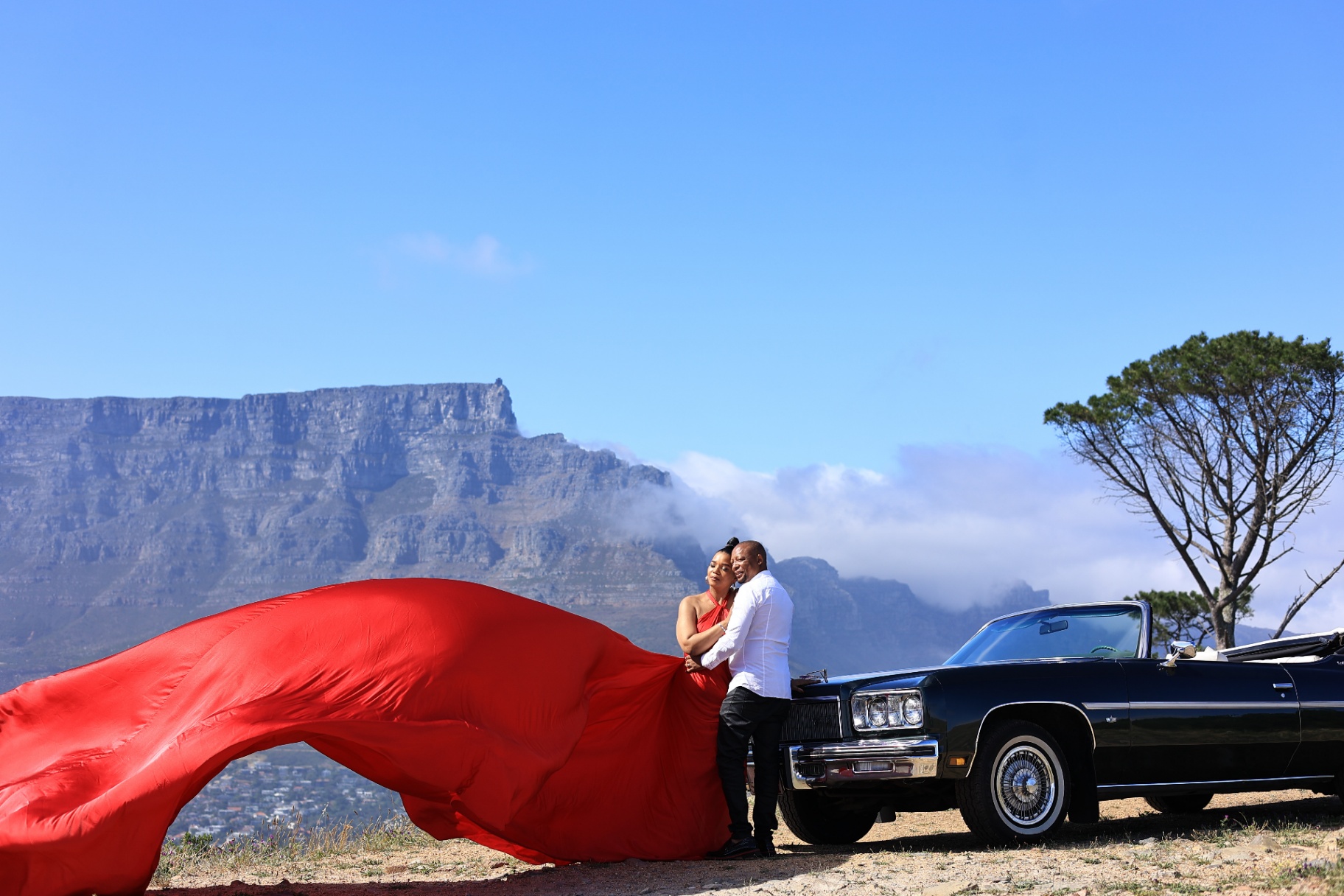 Flying dress photoshoot at Cape Town