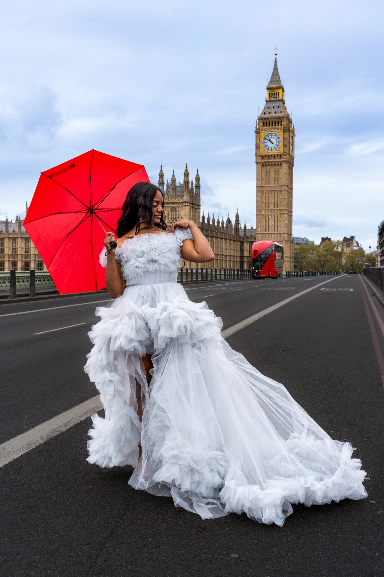 Flying dress photoshoot in London